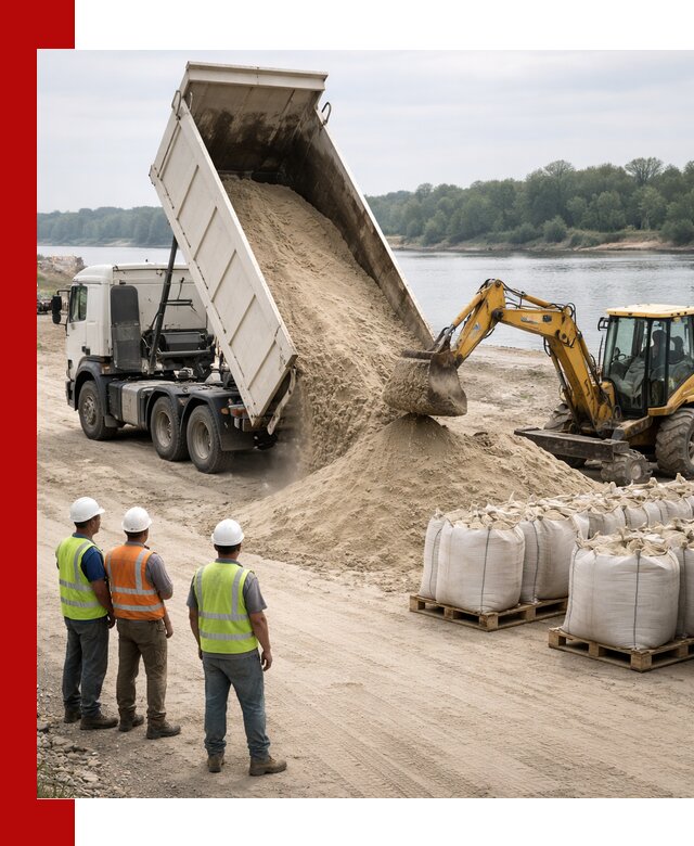 Доставка речного песка в Озёрске самосвалами и погрузкой