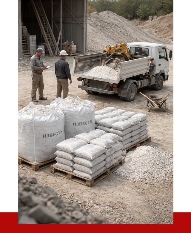Известь строительная в Озёрске с доставкой от 4260 р. | ПРОНЕРУДОзр