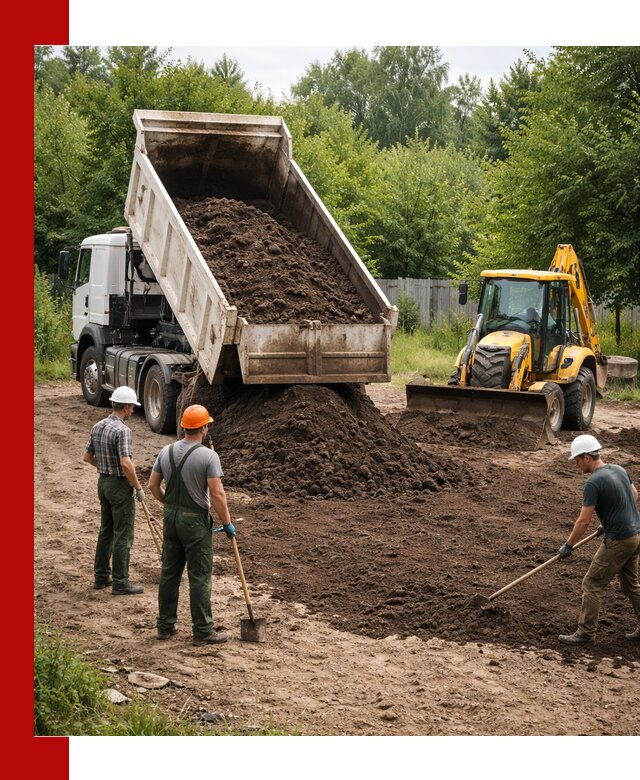 Доставка и укладка грунта для выравнивания участка в Озёрске