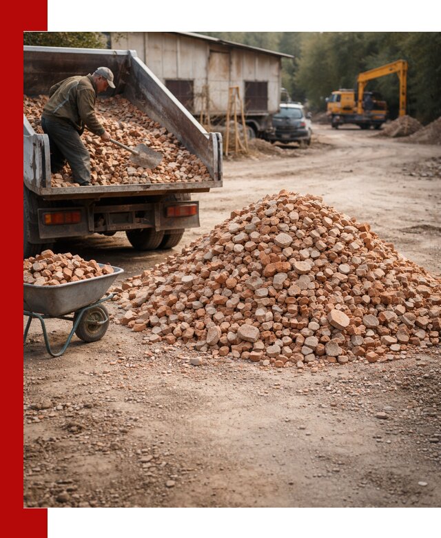 Доставка и подушка из боя кирпича с разгрузкой в Озёрске