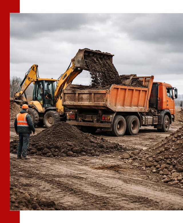 Вывоз грунта и строительного мусора в Озёрске грузовыми самосвалами